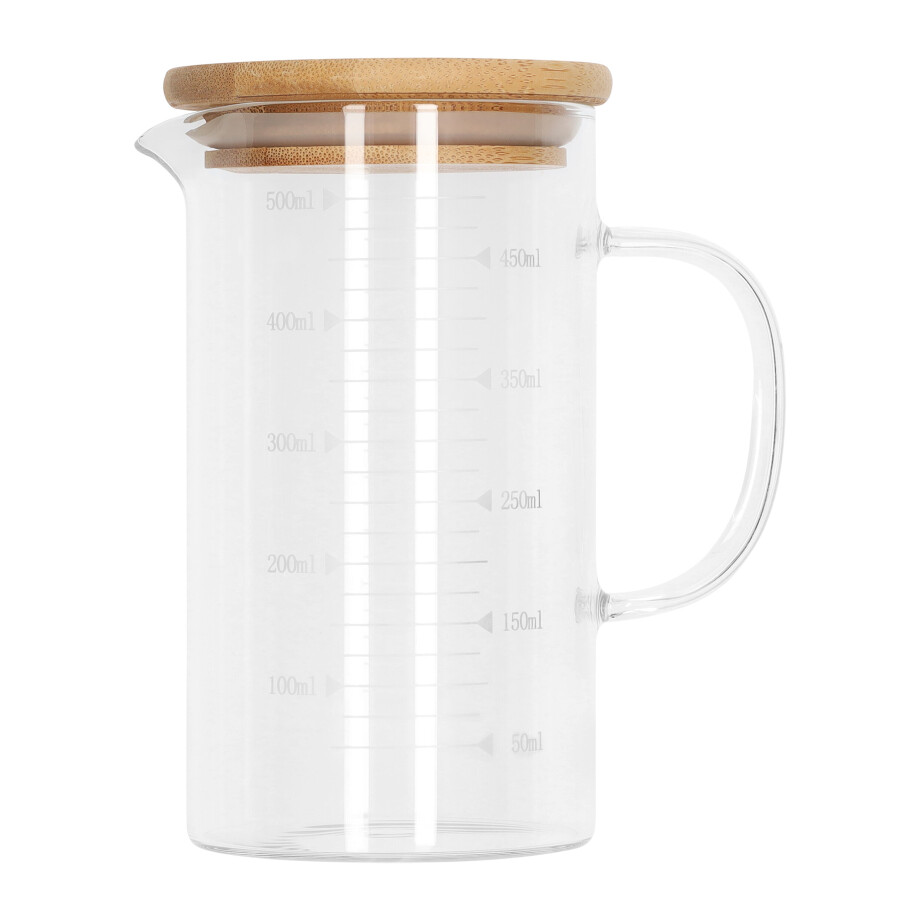 Krumble Maatbeker met houten deksel - Glas - 500 ml afbeelding 1