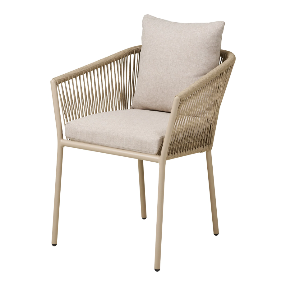 Mexx aluminium tuinstoel beige - met armleuning en kussen afbeelding 1