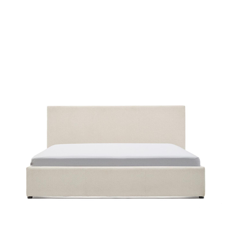Kave Home Bed 'Nahiri' Chenille, 150 x 200cm, kleur Beige afbeelding 1