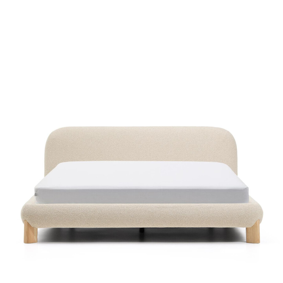 Kave Home Bed 'Odina' Bouclé, 160 x 200cm, kleur Ecru/Naturel afbeelding 1