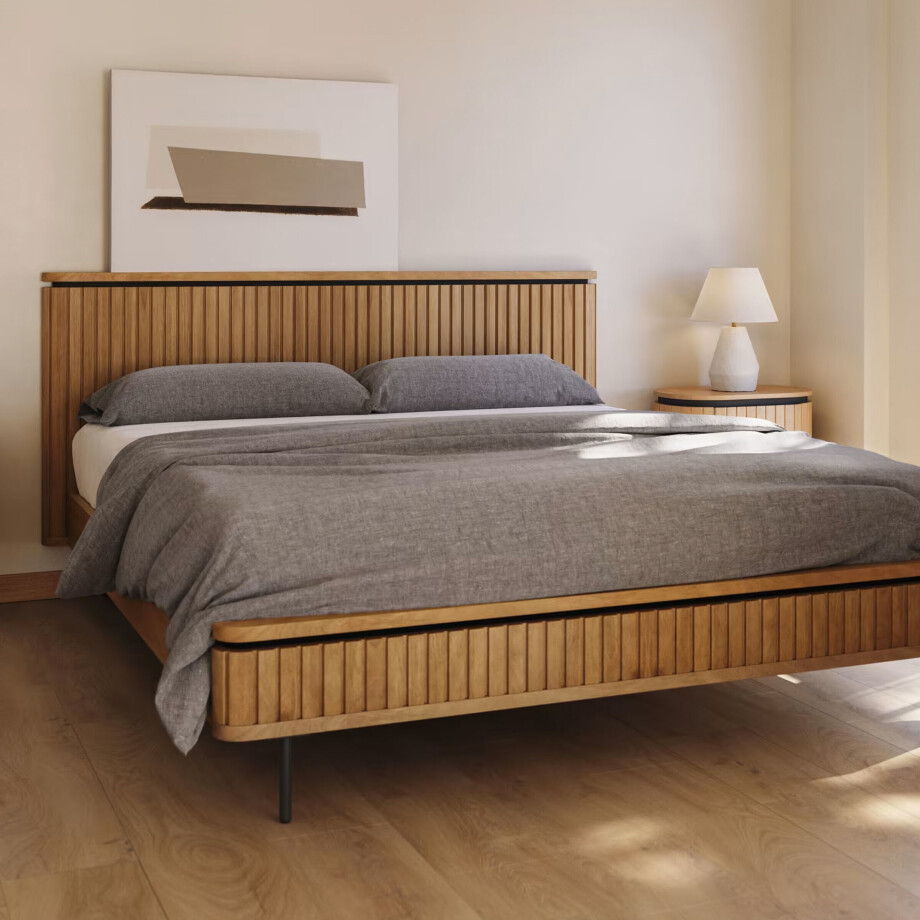 Kave Home Bed 'Licia' Mangohout, 160 x 200cm Kave Home Bed 'Licia' Mangohout, 160 x 200cm afbeelding