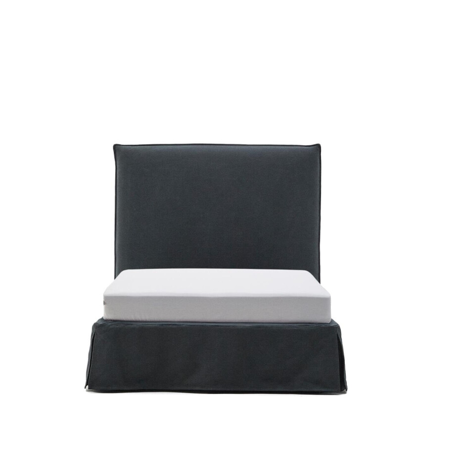 Kave Home Bed 'Jaira' Linnenmix, 90 x 200cm, kleur Antraciet afbeelding 1