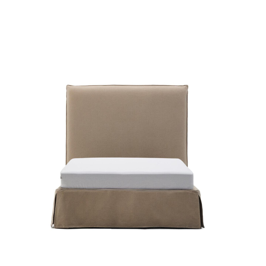 Kave Home Bed 'Jaira' Linnenmix, 90 x 200cm, kleur Taupe afbeelding 1