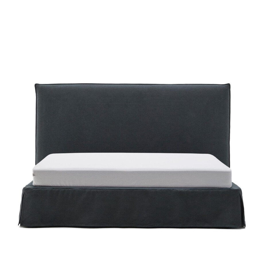 Kave Home Bed 'Jaira' Linnenmix, 180 x 200cm, kleur Antraciet afbeelding 1