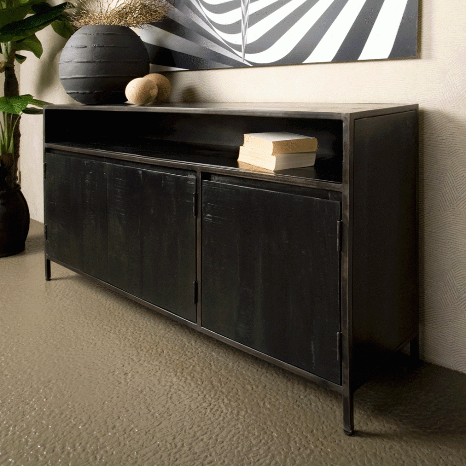 Tower Living Dressoir 'Paterno' kleur Zwart, 155cm afbeelding 