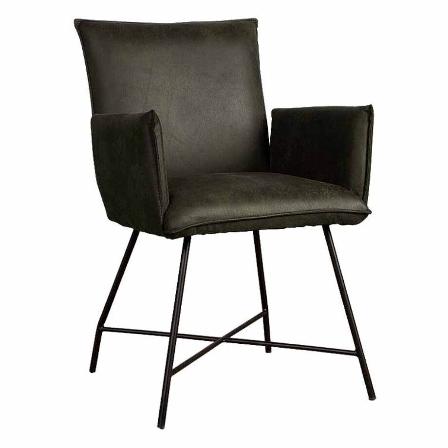 Tower Living Eetkamerstoel 'Trofa' met armleuning, kleur groen afbeelding 1