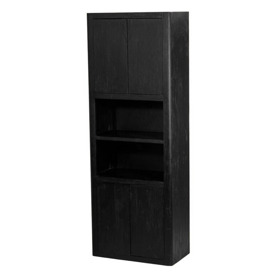 Tower Living Wandkast 'Tenna' Mangohout, Met 2 open vakken, 220 x 80cm, kleur Zwart Tower Living Wandkast 'Tenna' Mangohout, Met 2 open vakken, 220 x 80cm, kleur Zwart afbeelding