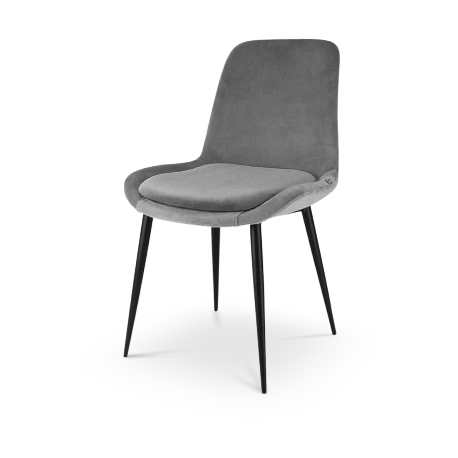 Amelie velvet eetkamerstoel grijs - metalen onderstel afbeelding 1