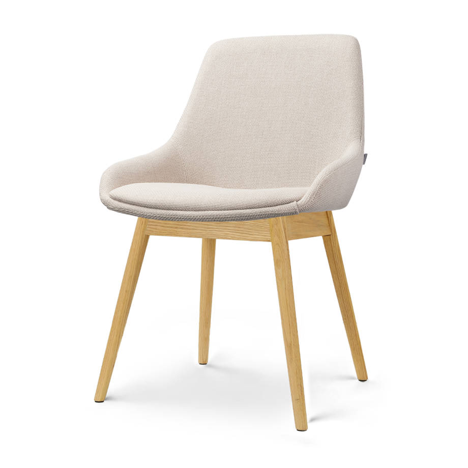 Nio-Isa eetkamerstoel beige - houten onderstel Nio-Isa eetkamerstoel beige - houten onderstel afbeelding 1