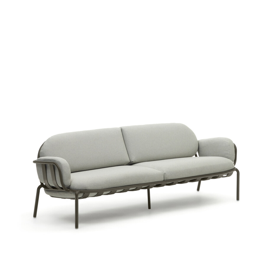 Kave Home 3-zits Tuinbank 'Joncols' 224cm, kleur Grijs/Groen afbeelding 1