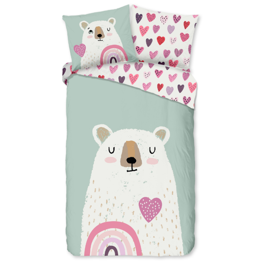 Dekbedovertrek Katoen-Flanel - Ted - Eenpersoons (140x200 Cm) - Meerkleurig & Wit & Groen Flanel Katoen - Dieren & Stippen & Natuur - Good Morning - Dekbed-Discounter.nl Dekbedovertrek Katoen-Flanel - Ted - Eenpersoons (140x200 Cm) - Meerkleurig & Wit & Groen Flanel Katoen - Dieren & Stippen & Natuur - Good Morning - Dekbed-Discounter.nl afbeelding 1