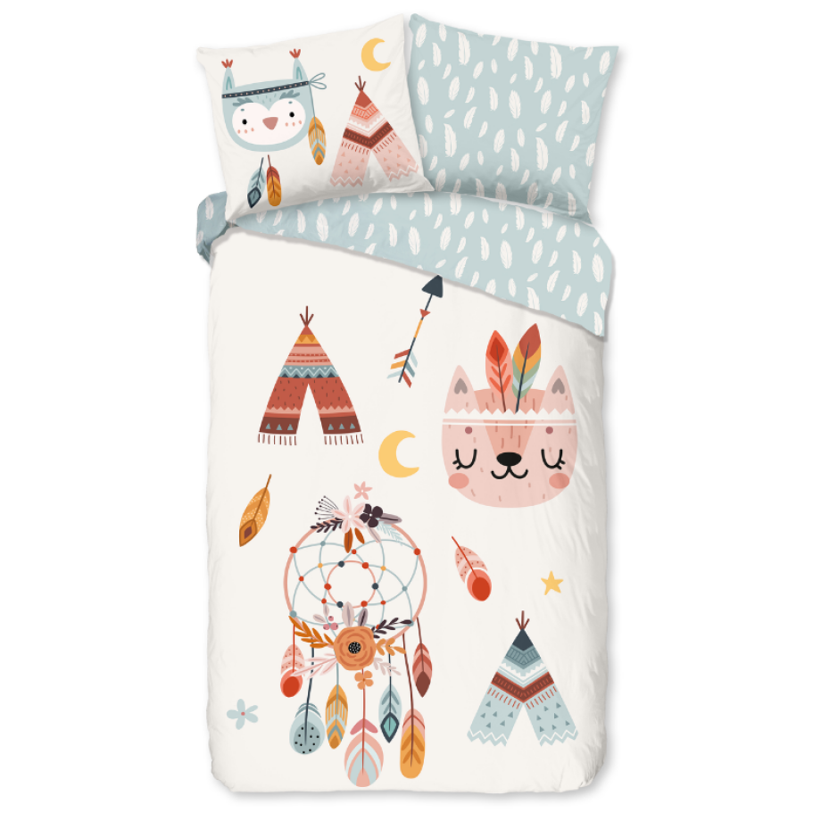 Dekbedovertrek Katoen-Flanel - Dreamy - Eenpersoons (140x200 Cm) - Meerkleurig & Creme & Blauw Flanel Katoen - Dieren & Stippen & Natuur - Good - Dekbed-Discounter.nl Dekbedovertrek Katoen-Flanel - Dreamy - Eenpersoons (140x200 Cm) - Meerkleurig & Creme & Blauw Flanel Katoen - Dieren & Stippen & Natuur - Good - Dekbed-Discounter.nl afbeelding 1