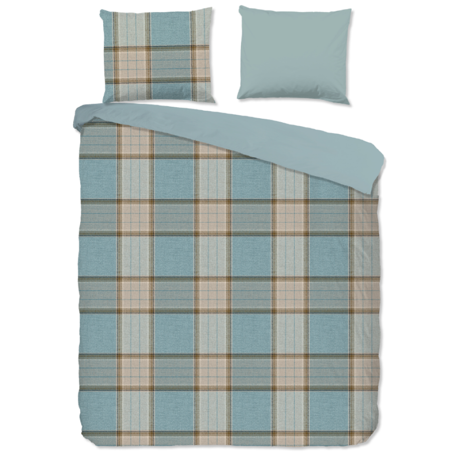 Dekbedovertrek Katoen-Flanel - Jacco - Lits-Jumeaux XL (260x200 Cm) - Meerkleurig & Groen Flanel Katoen - Strepen - Good Morning - Dekbed-Discounter.nl afbeelding 1
