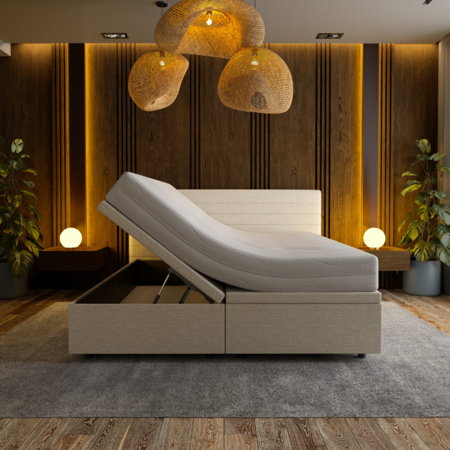 Boxspring Met Opbergruimte Hotel Elegance - Beige - Dekbed-Discounter.nl afbeelding 1