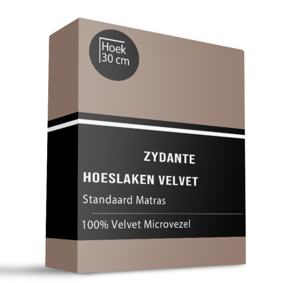 Hoeslaken Velvet - Taupe - 160x200cm - Zwart - Zydante - Dekbed-Discounter.nl afbeelding 