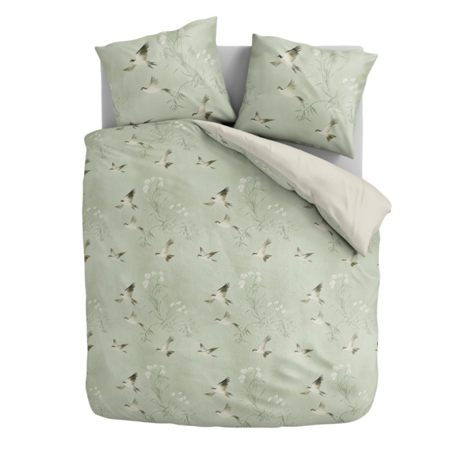 Dekbedovertrek Percale-Katoen Verkoelend - Lotus Birds - Lits-Jumeaux XL (260x200 Cm) - Groen Percale Katoen - Effen - Presence - Dekbed-Discounter.nl Dekbedovertrek Percale-Katoen Verkoelend - Lotus Birds - Lits-Jumeaux XL (260x200 Cm) - Groen Percale Katoen - Effen - Presence - Dekbed-Discounter.nl afbeelding 1