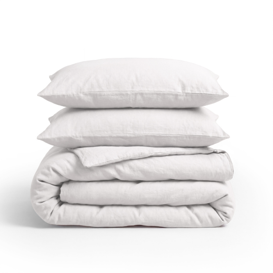 Sale: -36% | Dekbedovertrek Linnen Uni - Wit - Tweepersoons (200x200 Cm) - Wit Linnen - Effen - Primaviera Deluxe - Dekbed-Discounter.nl afbeelding 