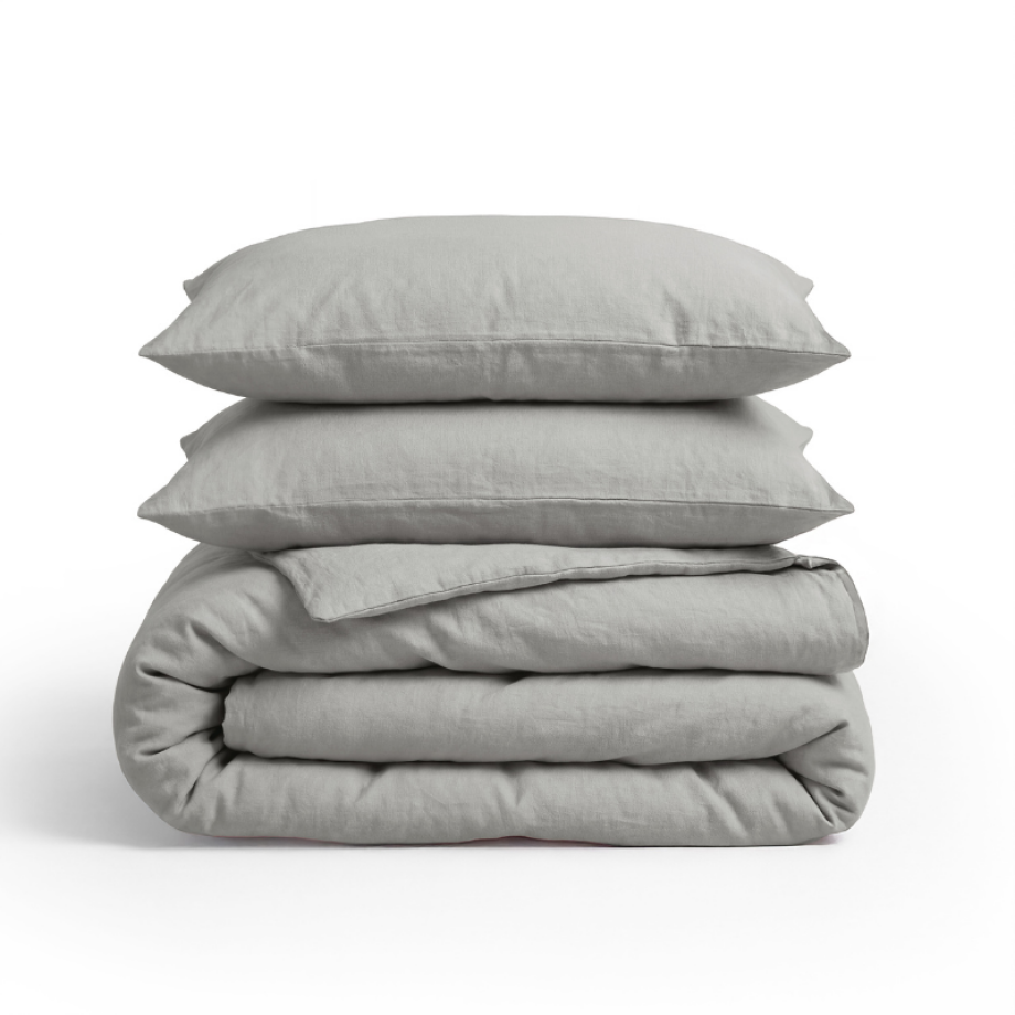Sale: -30% | Dekbedovertrek Linnen Uni - Grijs - Eenpersoons (140x200 Cm) - Grijs Linnen - Effen - Primaviera Deluxe - Dekbed-Discounter.nl afbeelding 