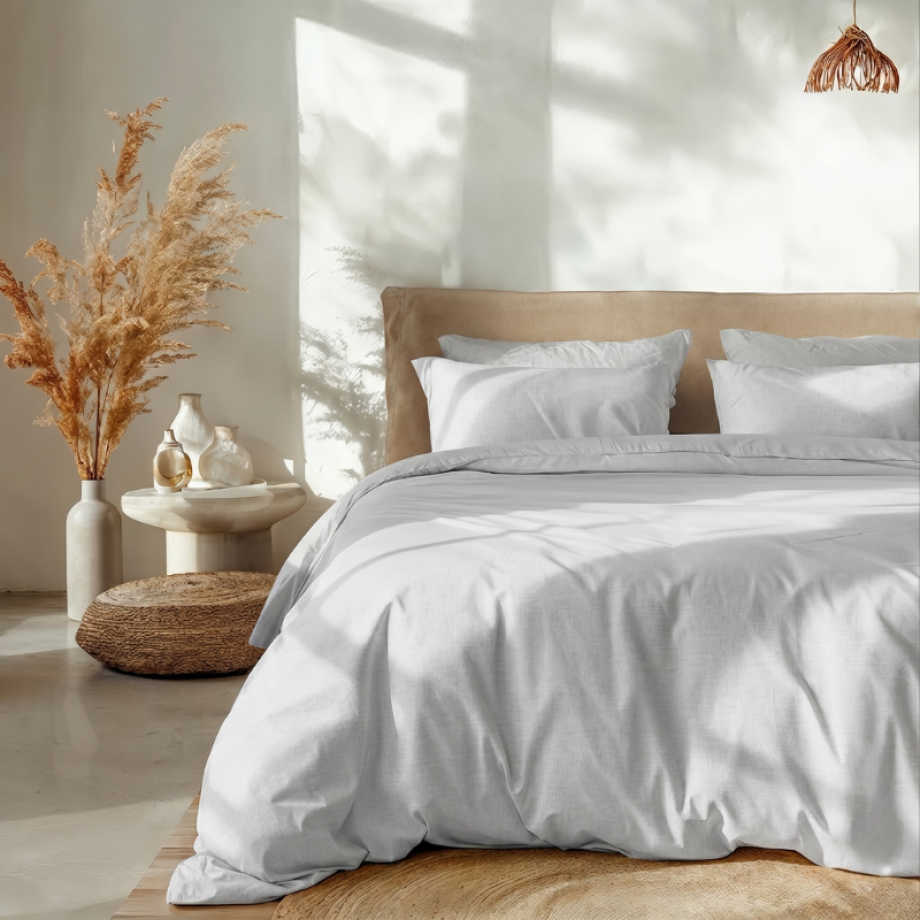 Sale: -38% | Dekbedovertrek Percale Katoen Verkoelend - Zilver Grijs - Tweepersoons (200x200 Cm) - Grijs Percale Katoen - Effen - Zydante - Dekbed-Discounter.nl afbeelding 