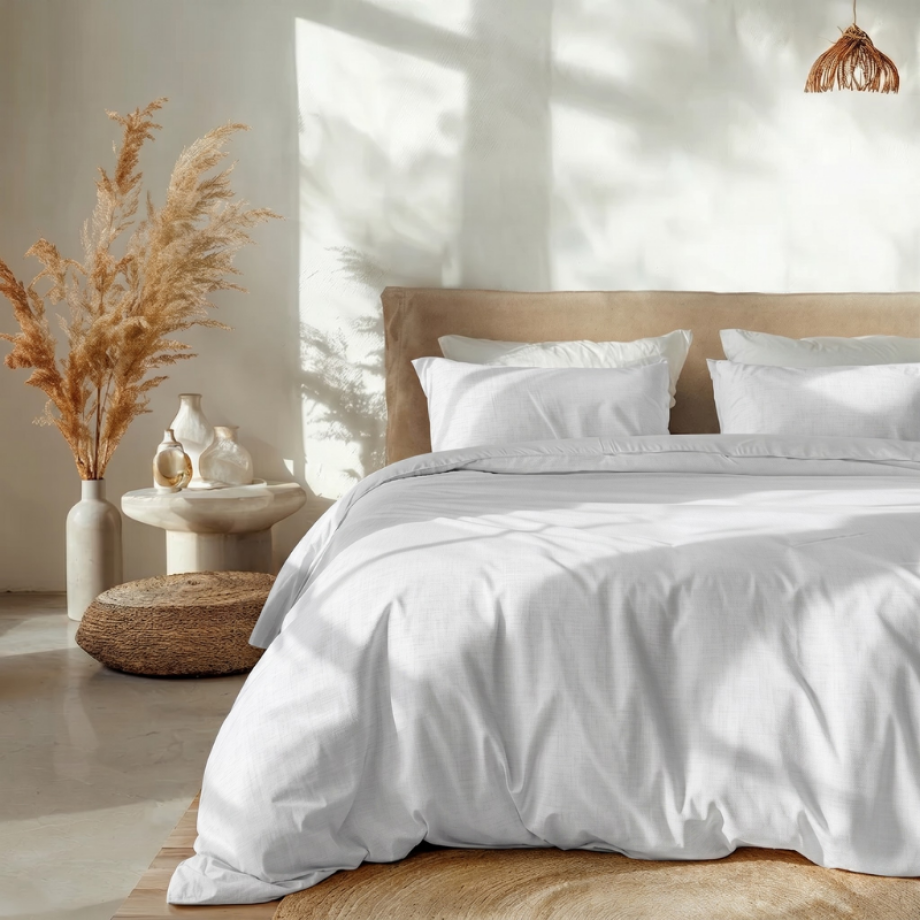 Sale: -42% | Dekbedovertrek Percale Katoen Verkoelend - Wit - Eenpersoons (140x200 Cm) - Wit Percale Katoen - Effen - Zydante - Dekbed-Discounter.nl afbeelding 