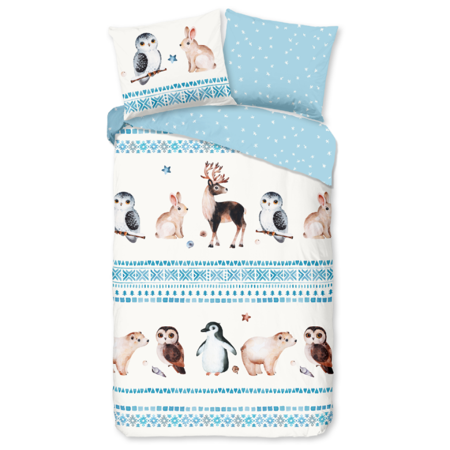 Dekbedovertrek Katoen-Flanel - Freezing - Eenpersoons (140x200 Cm) - Meerkleurig & Wit & Blauw Flanel Katoen - Dieren & Stippen & Natuur & Strepen - - Dekbed-Discounter.nl Dekbedovertrek Katoen-Flanel - Freezing - Eenpersoons (140x200 Cm) - Meerkleurig & Wit & Blauw Flanel Katoen - Dieren & Stippen & Natuur & Strepen - - Dekbed-Discounter.nl afbeelding 1