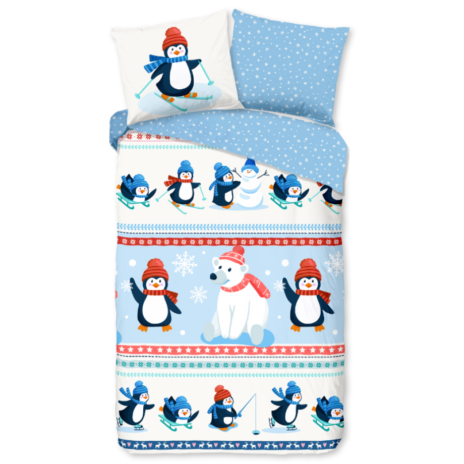 Dekbedovertrek Katoen-Flanel - Penguins - Eenpersoons (140x200 Cm) - Meerkleurig & Wit & Blauw Flanel Katoen - Dieren & Stippen & Natuur & Strepen - - Dekbed-Discounter.nl Dekbedovertrek Katoen-Flanel - Penguins - Eenpersoons (140x200 Cm) - Meerkleurig & Wit & Blauw Flanel Katoen - Dieren & Stippen & Natuur & Strepen - - Dekbed-Discounter.nl afbeelding 1