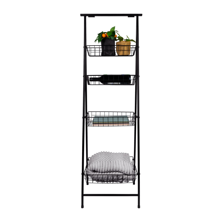 QUVIO Opbergrek met 4 vakken - Metaal - 36 x 40 x 135 cm afbeelding 1