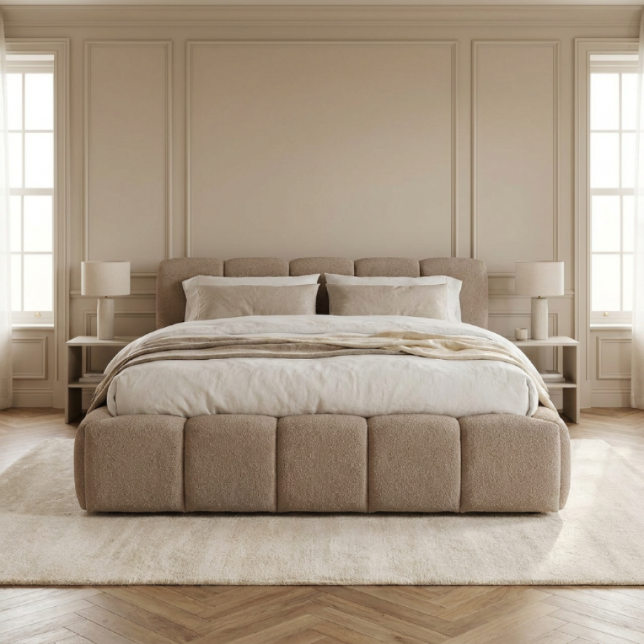 Sale: -32% | 2-Persoons Boxspring Met Opbergruimte - Palermo Deluxe - Taupe - Taupe 160x200 Cm - - Inclusief Topper - Dekbed-Discounter.nl afbeelding 