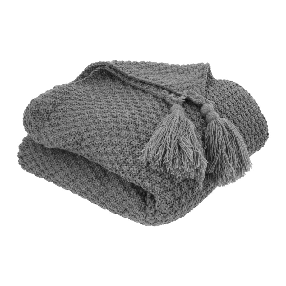 QUVIO Plaid met kwastjes - Katoen - 130 x 170 cm afbeelding 1