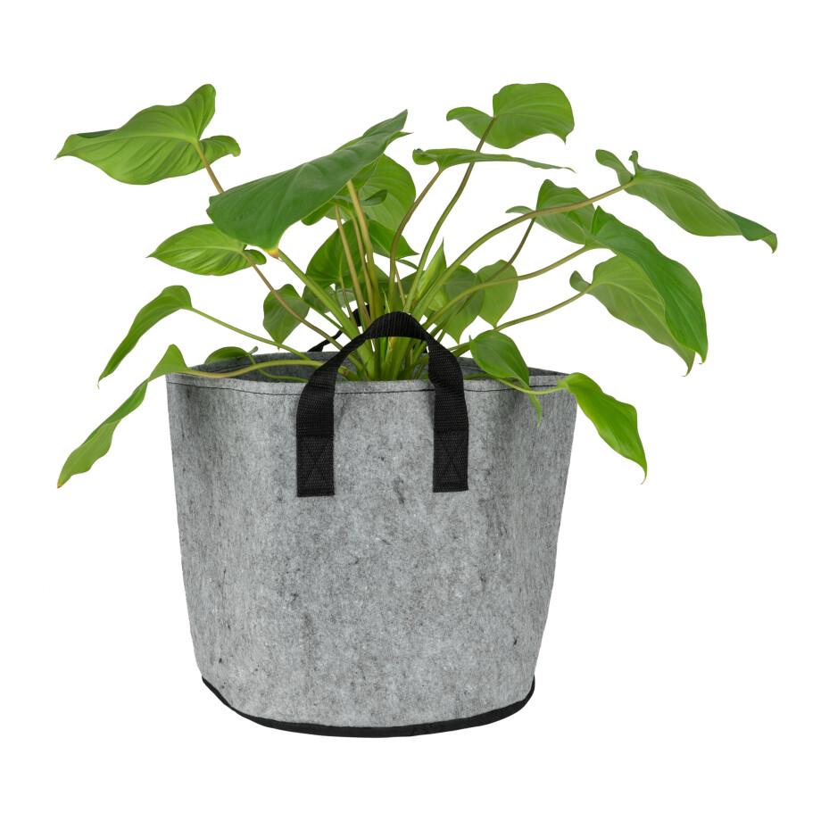 QUVIO Plantenzak met handvaten - Vilt - 23 liter - Diameter 30 cm afbeelding 1