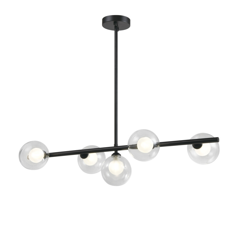 QUVIO Hanglamp met glazen bollen - Metaal - Glas - Zwart afbeelding 1