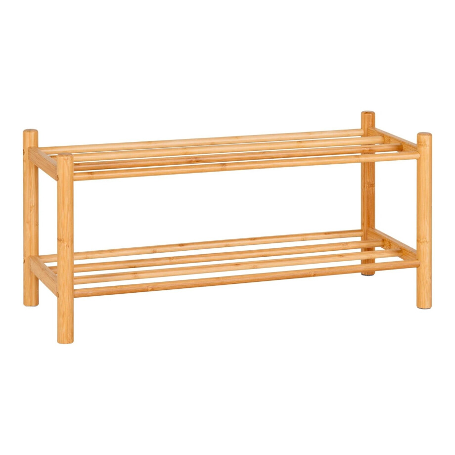 QUVIO Schoenenrek - 2 Planken - Bamboe - Naturel QUVIO Schoenenrek - 2 Planken - Bamboe - Naturel afbeelding 1