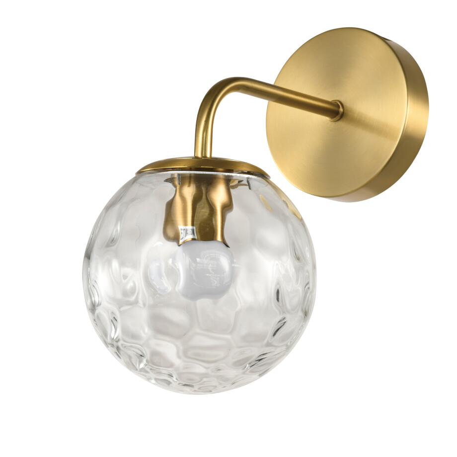 QUVIO Gouden wandlamp - Met glazen bol - Metaal - Glas - Goud afbeelding 1