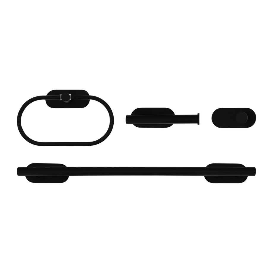 QUVIO Badkamer accessoires - Set van 4 - RVS - Zwart afbeelding 1
