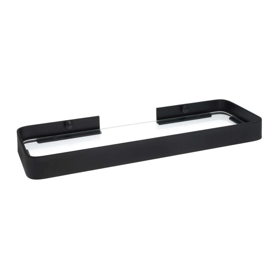 QUVIO Badkamer plank - Metaal - Glas - Zwart afbeelding 1