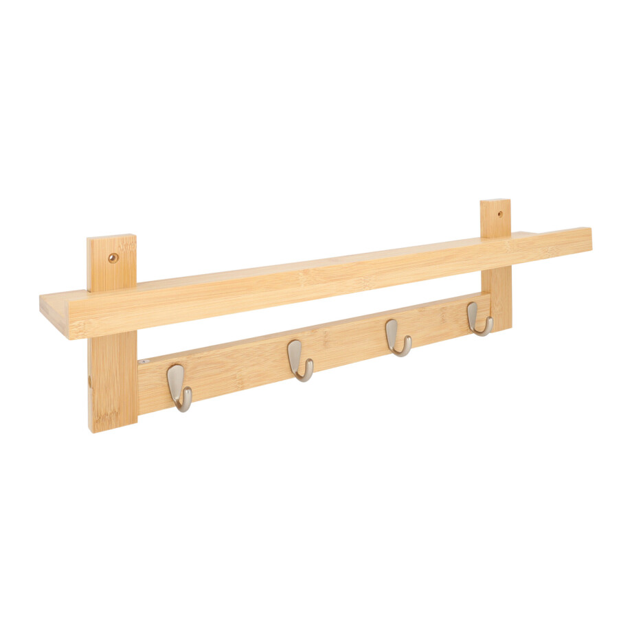 QUVIO Wandkapstok met legplank - 4 haken afbeelding 1