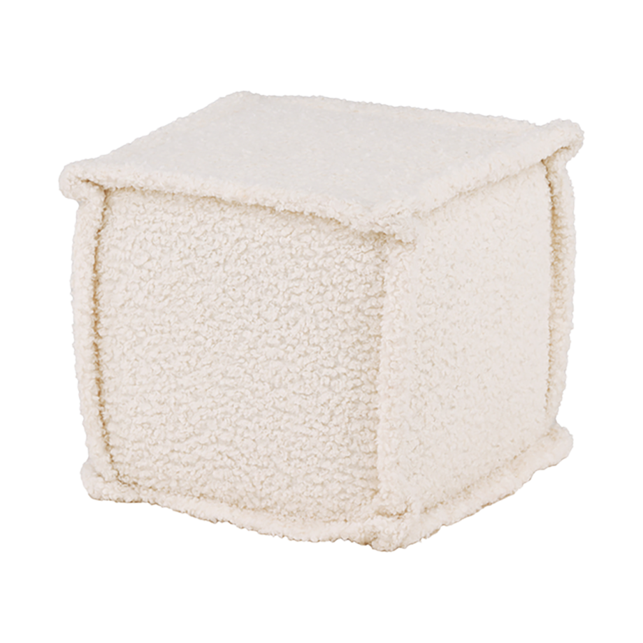 Quinty bouclé poef wit - 40 x 40 cm afbeelding 1