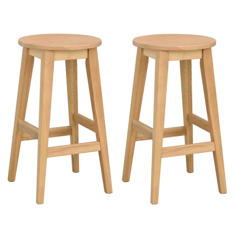 Austin houten barkruk naturel - 65 cm - set van 2 afbeelding 1