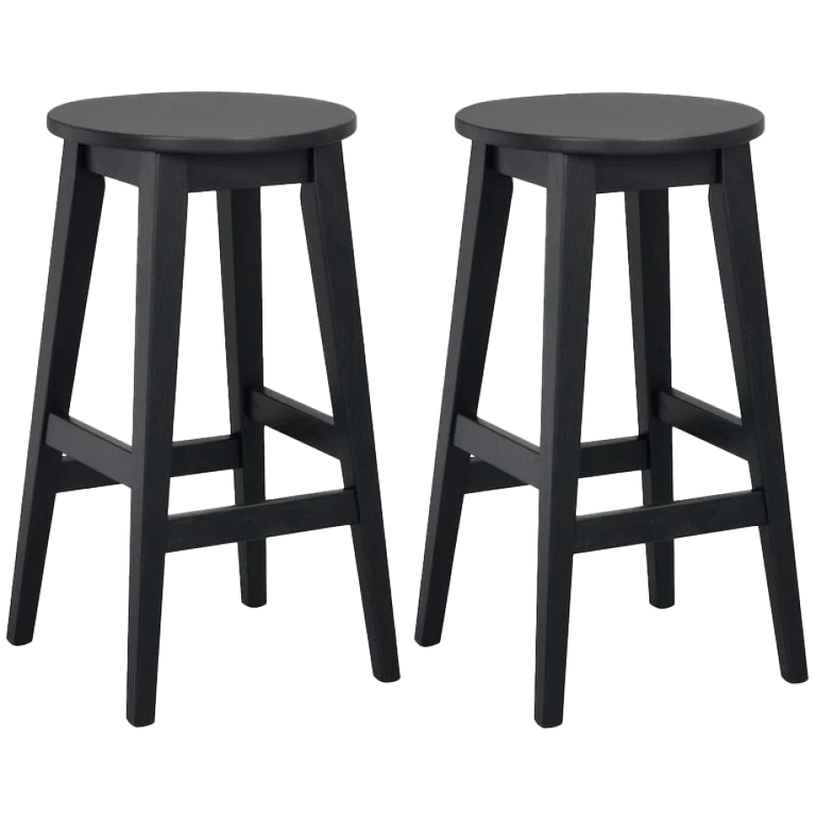 Austin houten barkruk zwart - 65 cm - Set van 2 Austin houten barkruk zwart - 65 cm - Set van 2 afbeelding 1