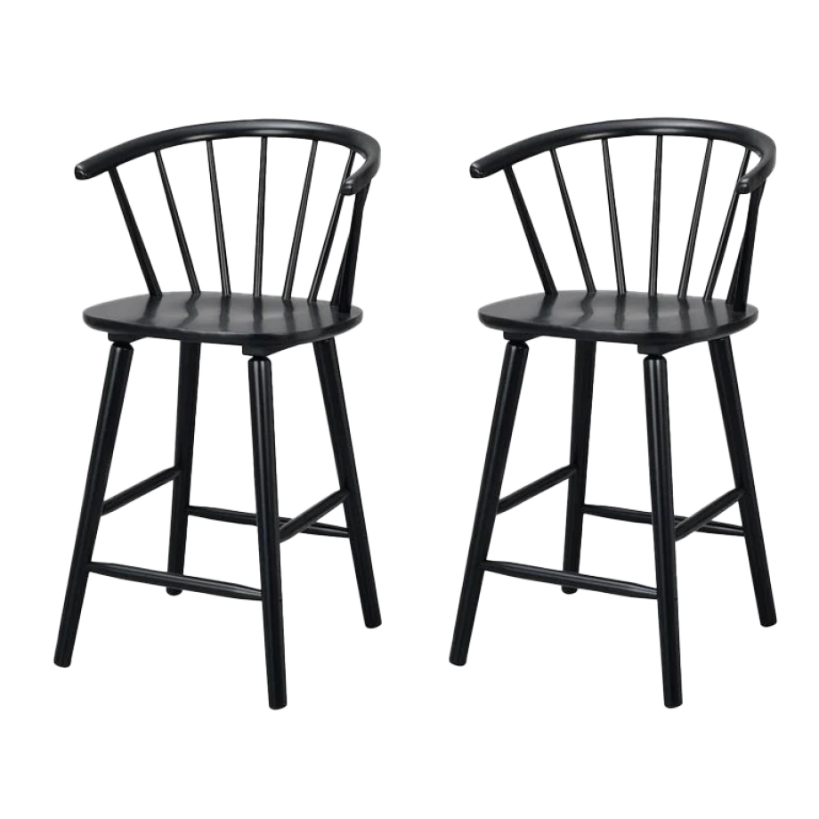 Carmen houten spijlen barkruk zwart - 65 cm - set van 2 Carmen houten spijlen barkruk zwart - 65 cm - set van 2 afbeelding 1