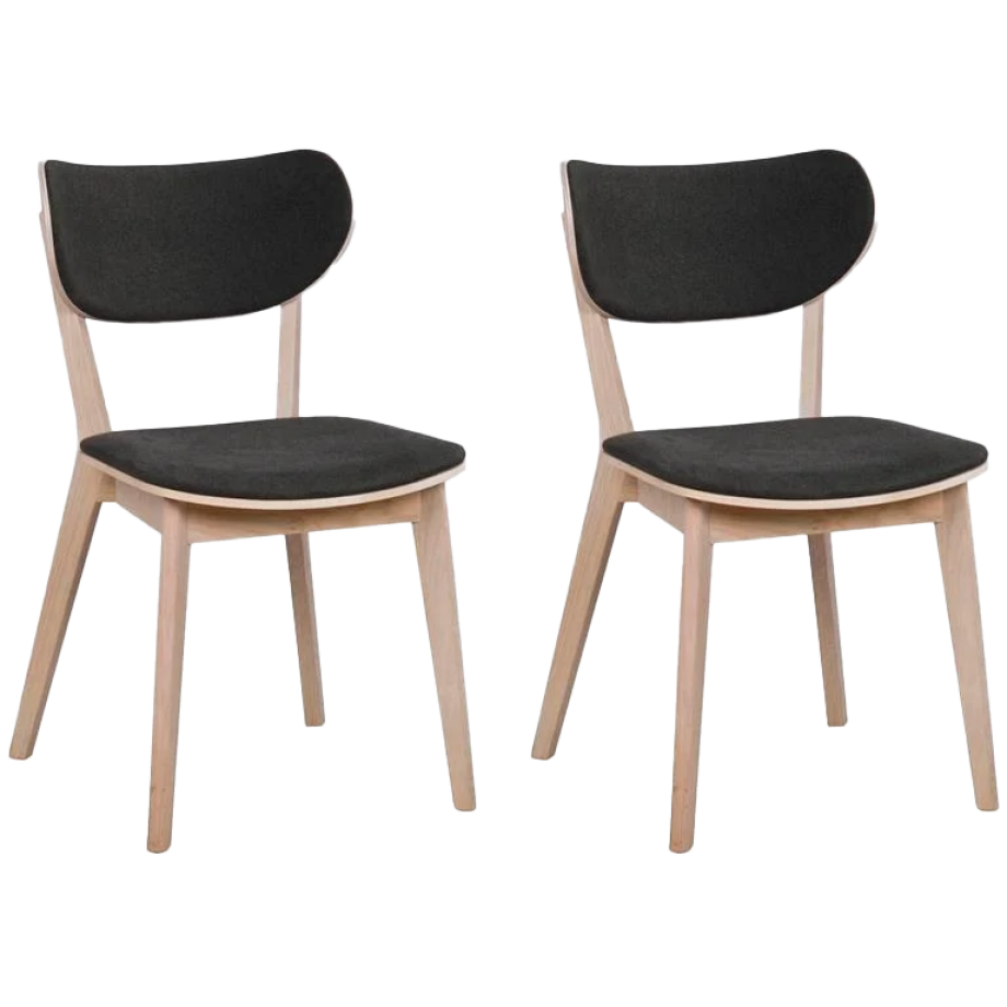 Kato eikenhouten eetkamerstoel whitewash - met grijze zitting - set van 2 Kato eikenhouten eetkamerstoel whitewash - met grijze zitting - set van 2 afbeelding 1