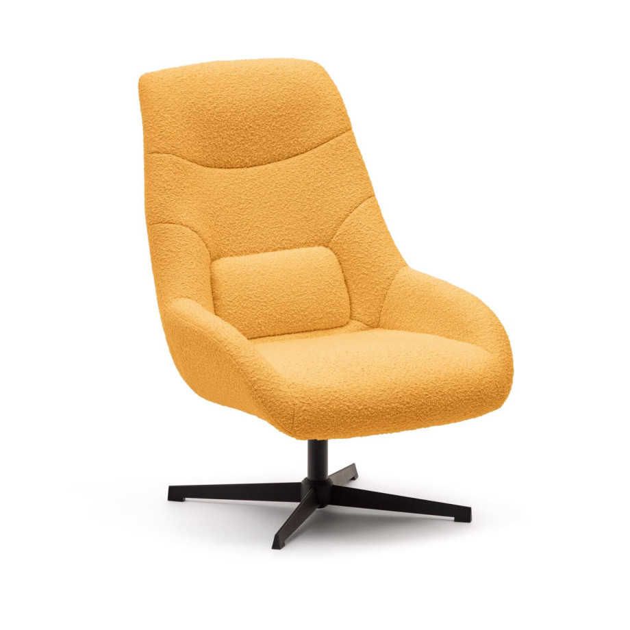 Kave Home Draaifauteuil 'Celida' Bouclé, kleur Mosterdgeel afbeelding 1