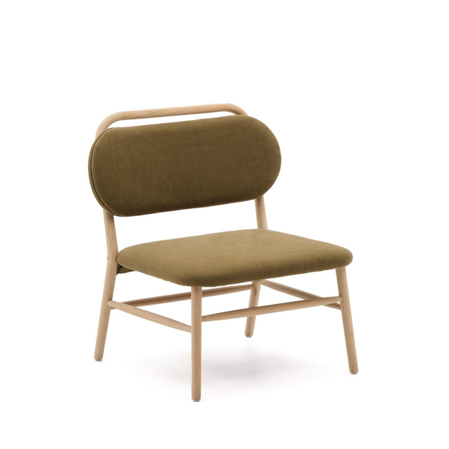 Kave Home Fauteuil 'Helda' Chenille en eikenhout, kleur Groen afbeelding 1