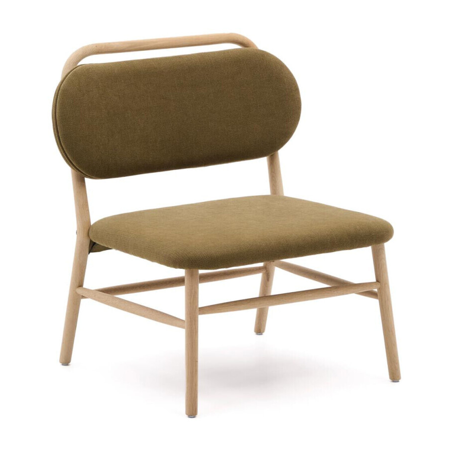 Kave Home Fauteuil 'Helda' Chenille en eikenhout, kleur Groen afbeelding 1