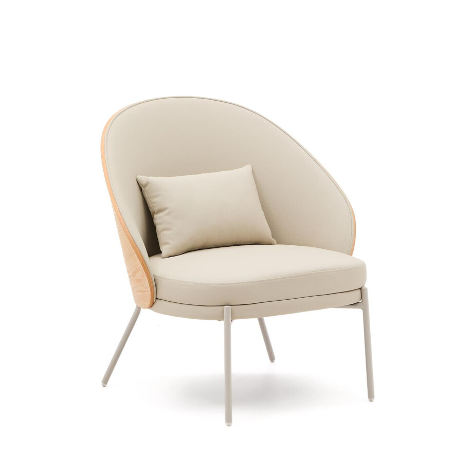 Kave Home Fauteuil 'Eamy' Lederlook, kleur Beige Kave Home Fauteuil 'Eamy' Lederlook, kleur Beige afbeelding 1