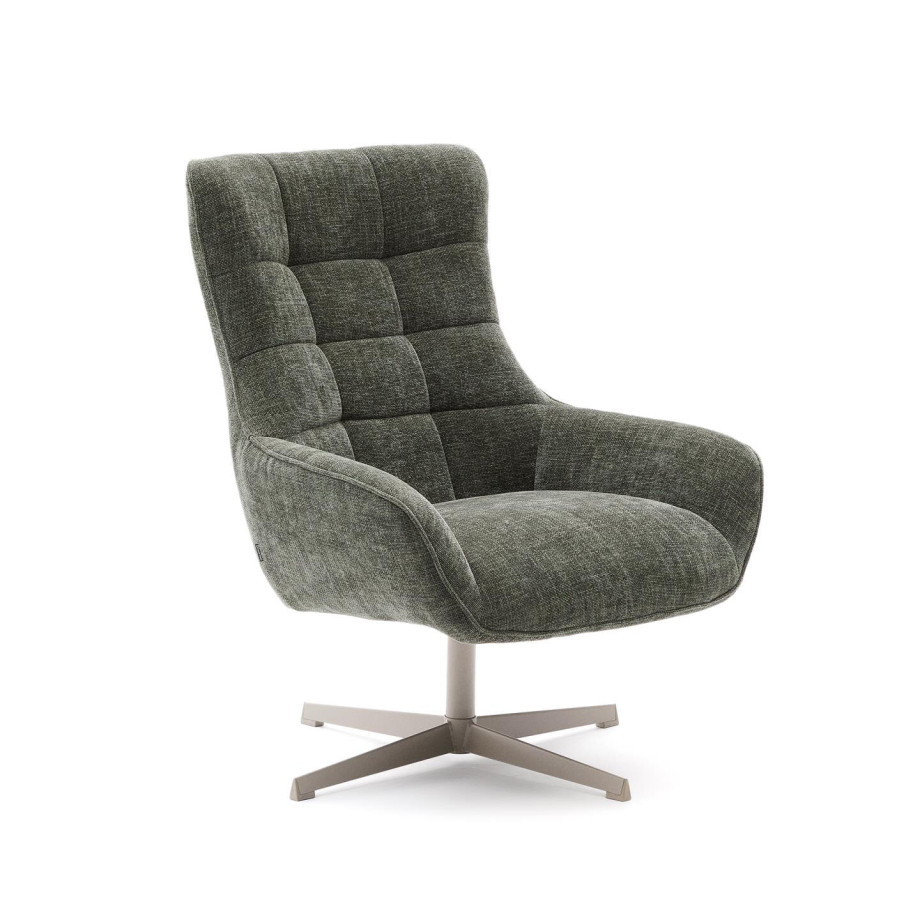 Kave Home Draaifauteuil 'Teryl' Chenille, kleur Donkergroen afbeelding 1