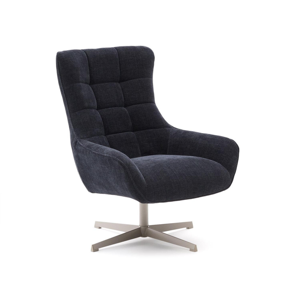 Kave Home Draaifauteuil 'Teryl' Chenille, kleur Donkerblauw afbeelding 1