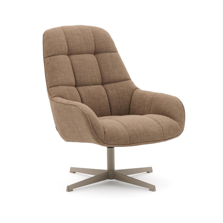 Kave Home Draaifauteuil 'Jaspe' Structuurstof, kleur Lichtbruin Kave Home Draaifauteuil 'Jaspe' Structuurstof, kleur Lichtbruin afbeelding 1