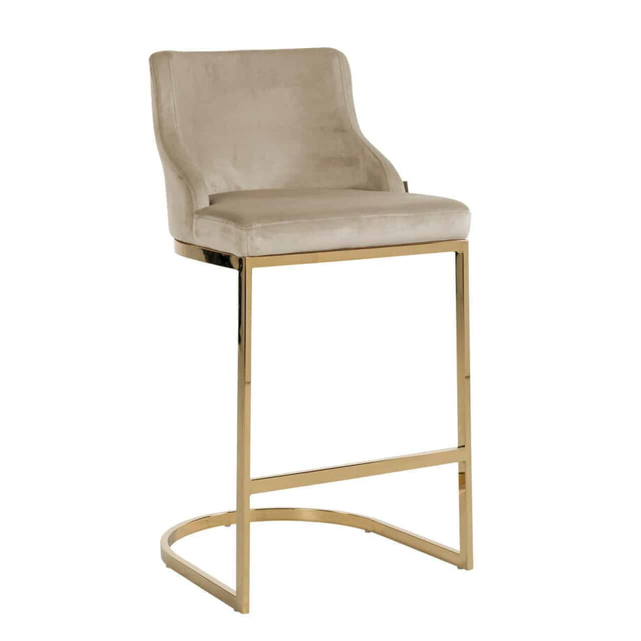 Richmond Barstoel 'Bolton' Velvet, kleur Khaki / Goud (zithoogte 75cm) Richmond Barstoel 'Bolton' Velvet, kleur Khaki / Goud (zithoogte 75cm) afbeelding 1