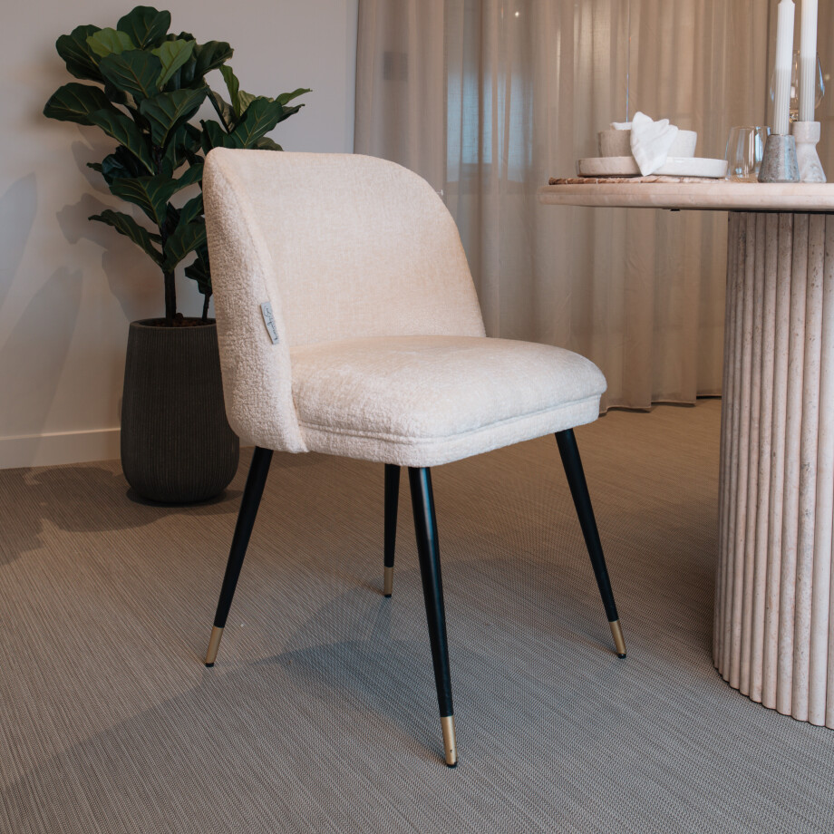 Richmond Eetkamerstoel 'Alicia' Chenille, kleur Wit Richmond Eetkamerstoel 'Alicia' Chenille, kleur Wit afbeelding 1